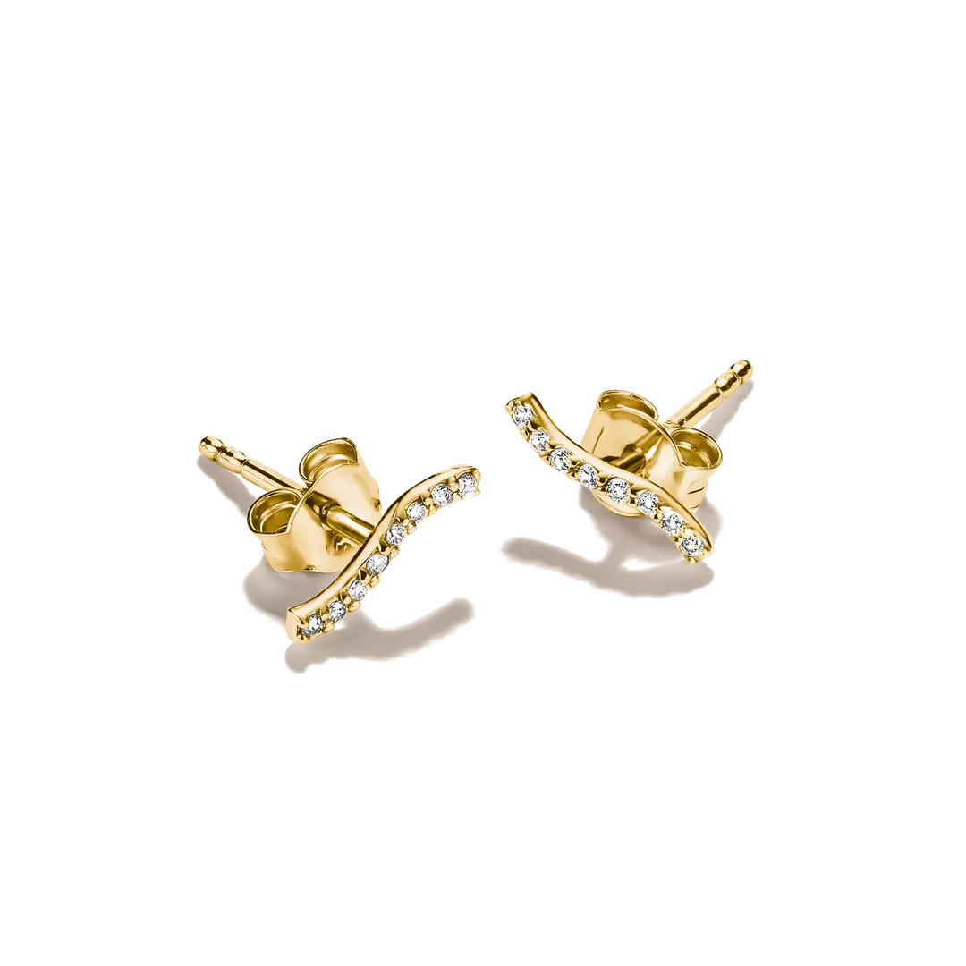 Thomas Sabo - Curved Stud Earrings With White Zirconia - Gold