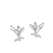 Thomas Sabo - Half Flower Stud Earrings With White Teardrop Zirconia - Silver