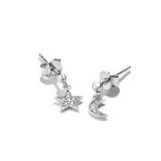 Thomas Sabo - Moon And Star Stud Earrings With White Zirconia - Silver