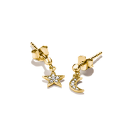 Thomas Sabo - Moon And Star Stud Earrings With White Zirconia - Gold