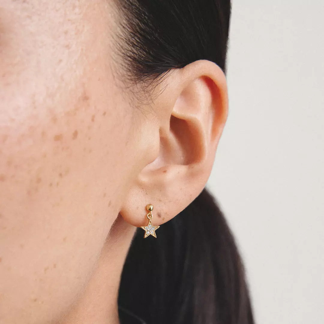 Thomas Sabo - Moon And Star Stud Earrings With White Zirconia - Gold