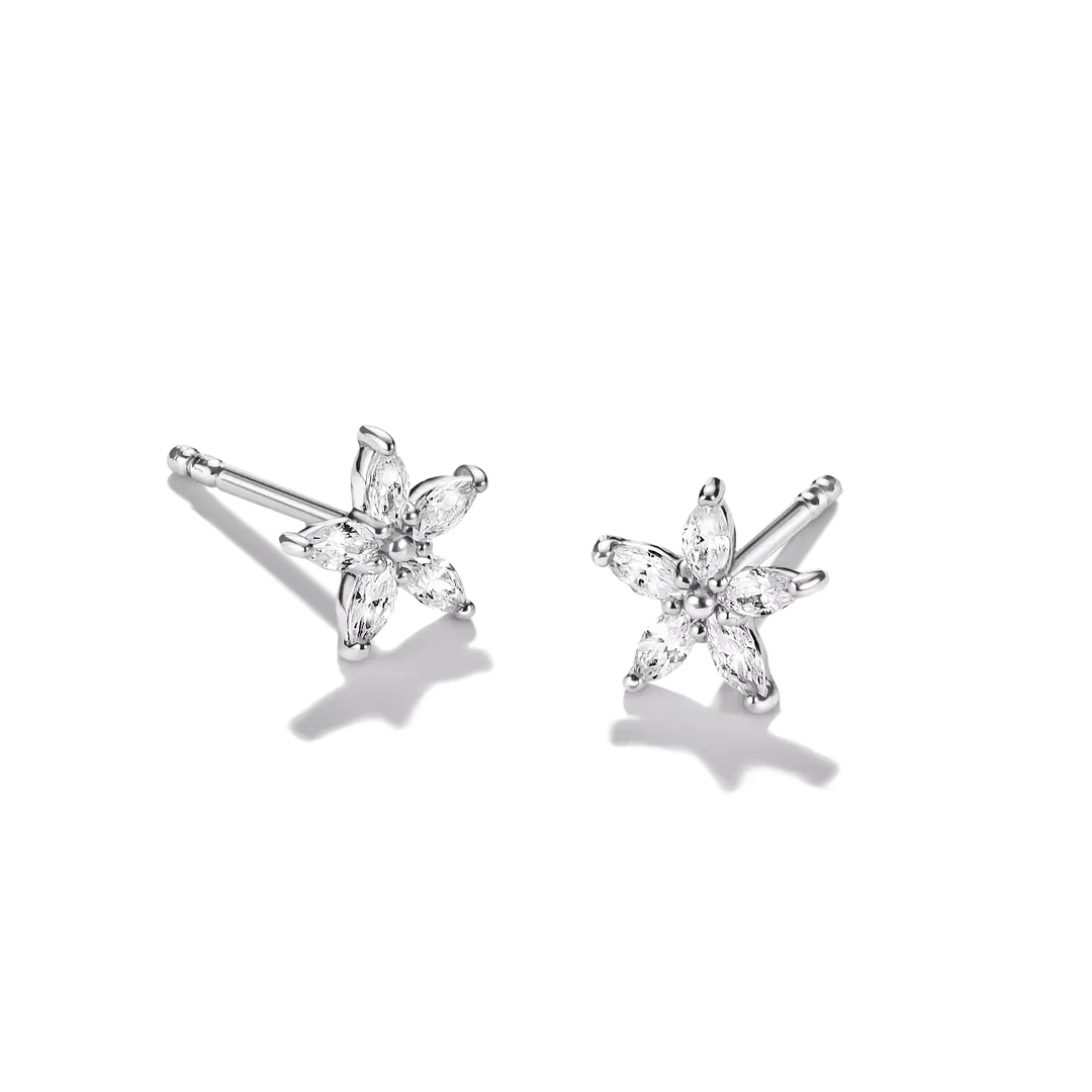Thomas Sabo - Full Flower Stud Earrings With White Zirconia - Silver
