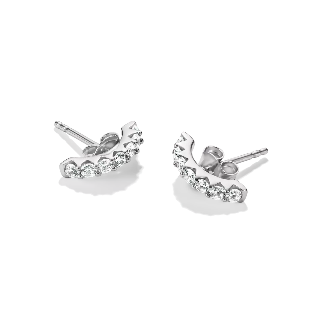 Thomas Sabo - Rounded Stud Earrings With White Zirconia - Silver