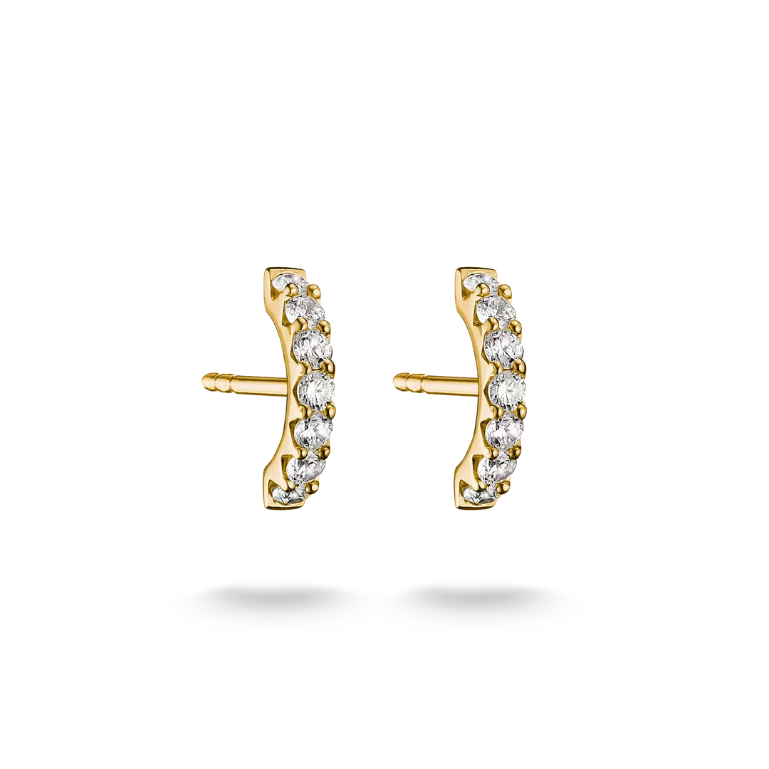 Thomas Sabo - Rounded Stud Earrings With White Zirconia - Gold