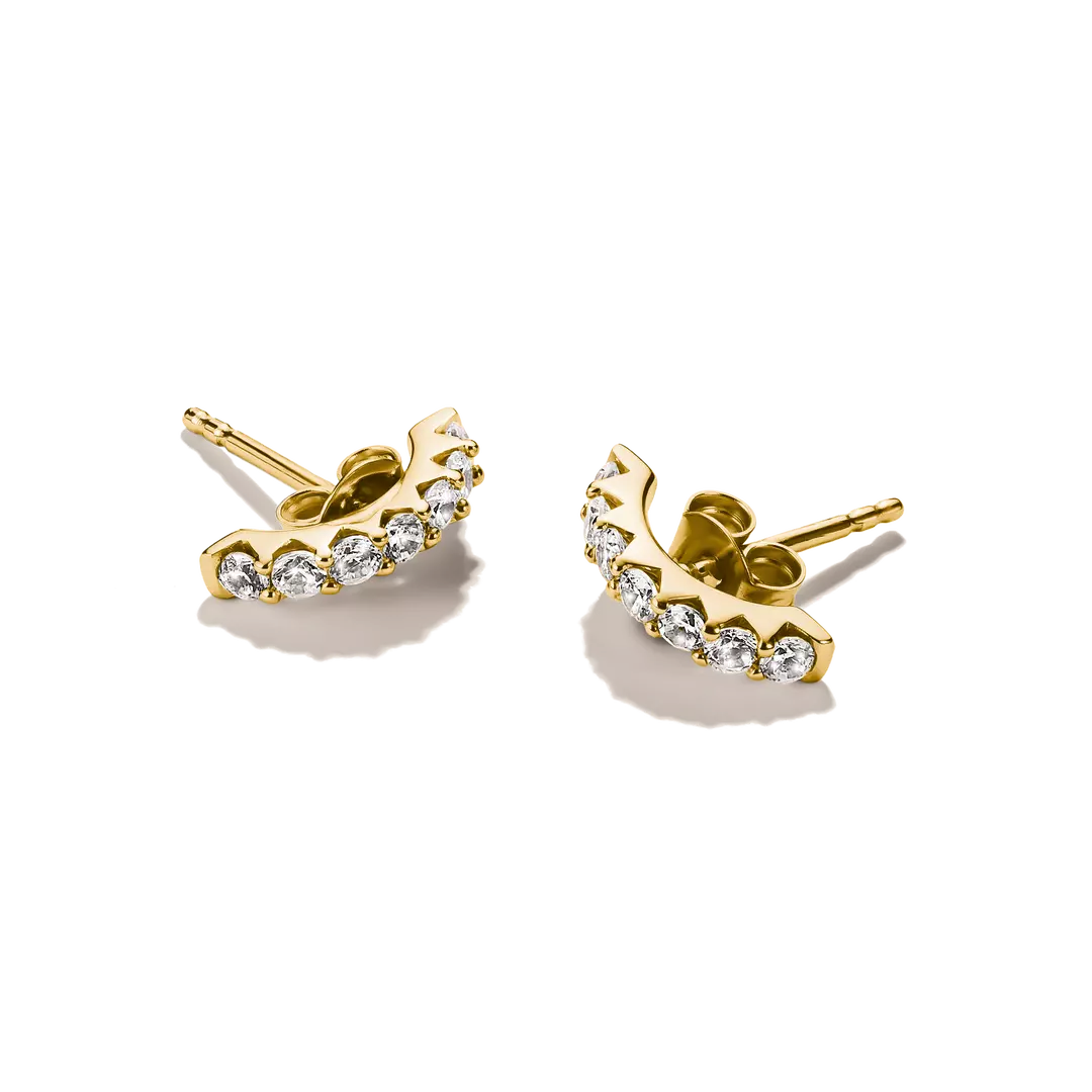 Thomas Sabo - Rounded Stud Earrings With White Zirconia - Gold