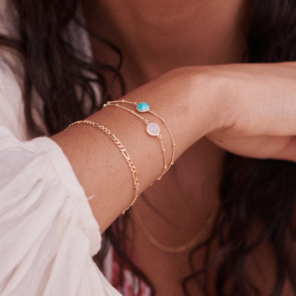 Daisy London - Rainbow Moonstone Healing Stone Bracelet - Gold