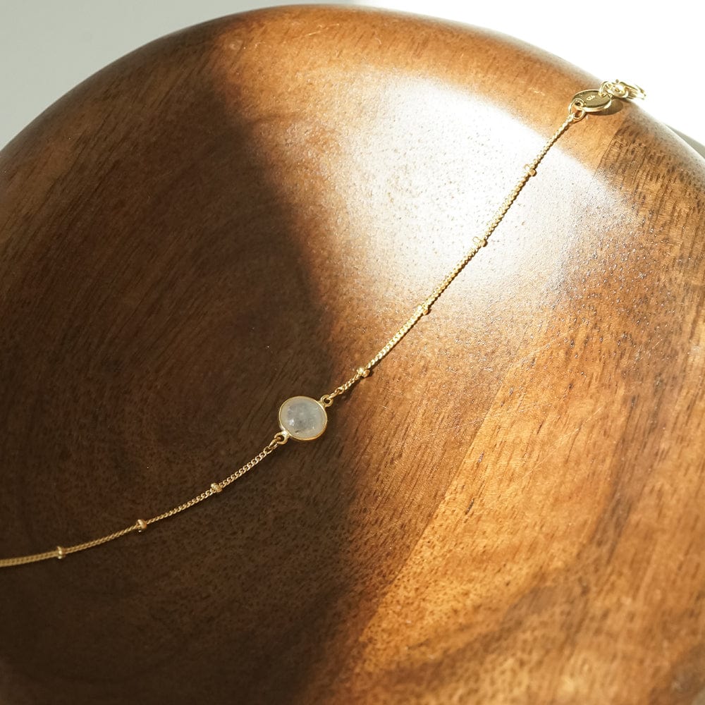 Daisy London - Rainbow Moonstone Healing Stone Bracelet - Gold