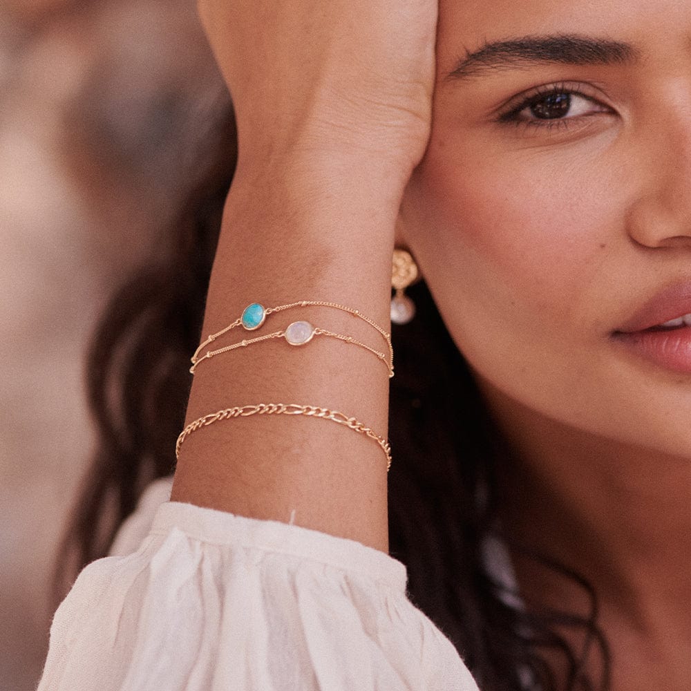 Daisy London - Rainbow Moonstone Healing Stone Bracelet - Gold