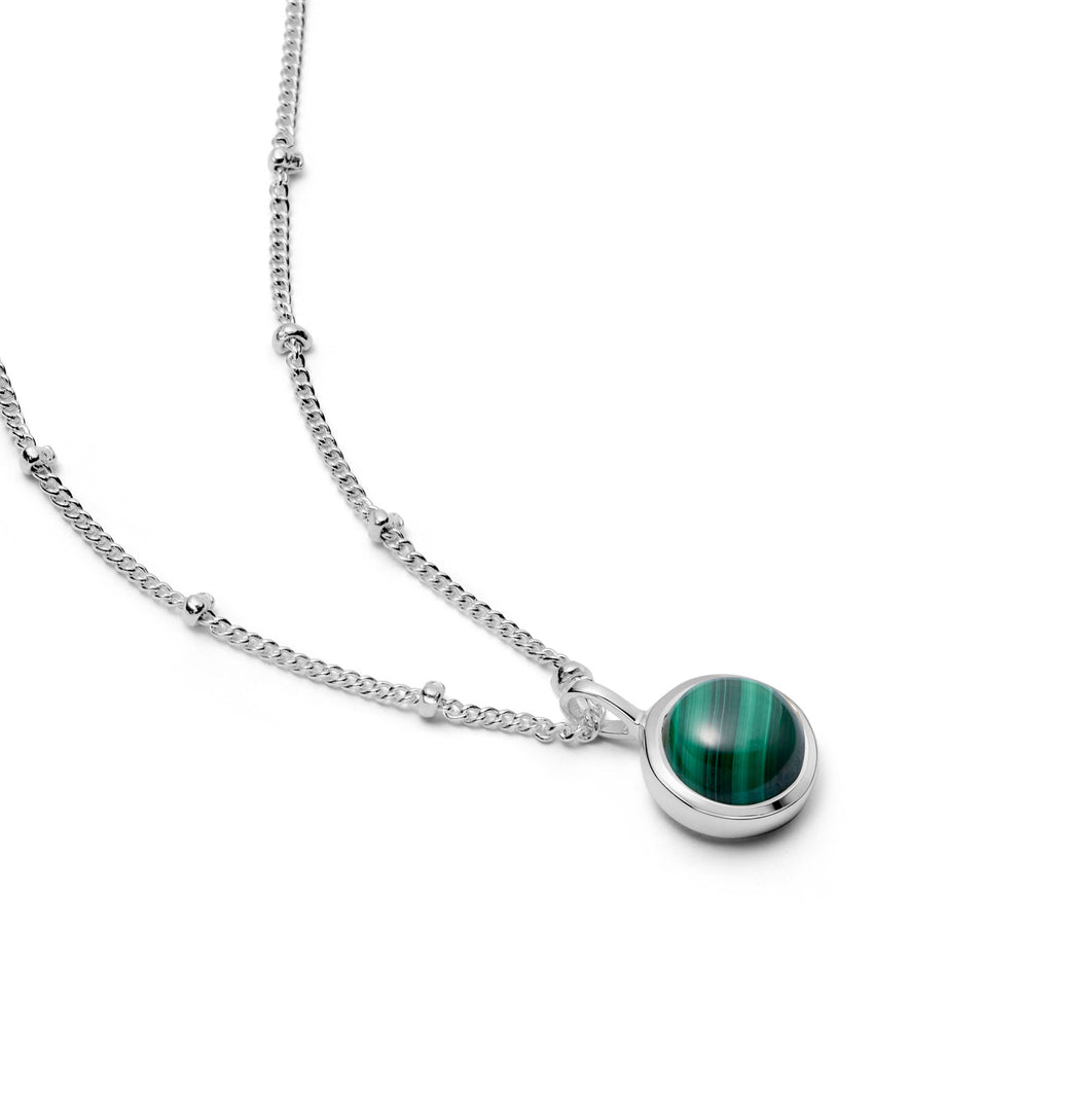 Daisy London - Malachite Healing Stone Necklace - Silver