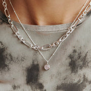 Daisy London - Rose Quartz Healing Stone Necklace - Silver