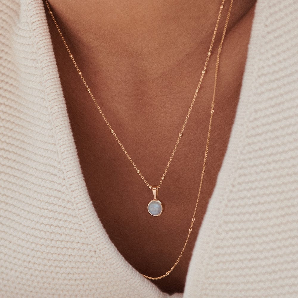 Daisy London - Rainbow Moonstone Healing Stone Necklace - Gold