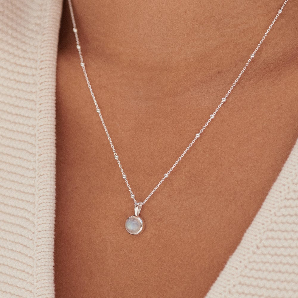 Daisy London - Rainbow Moonstone Healing Stone Necklace - Silver