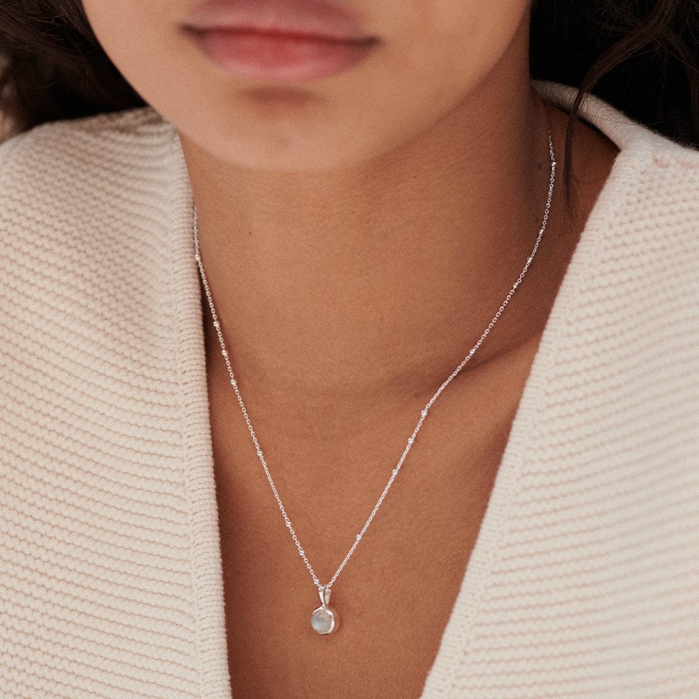 Daisy London - Rainbow Moonstone Healing Stone Necklace - Silver
