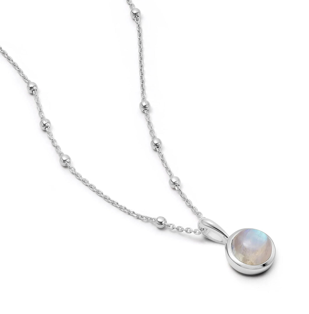 Daisy London - Rainbow Moonstone Healing Stone Necklace - Silver