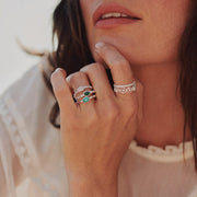 Daisy London - Green Aventurine Healing Stone Bobble Ring - Silver