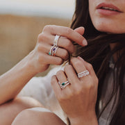 Daisy London - Amazonite Healing Stone Bobble Ring - Silver