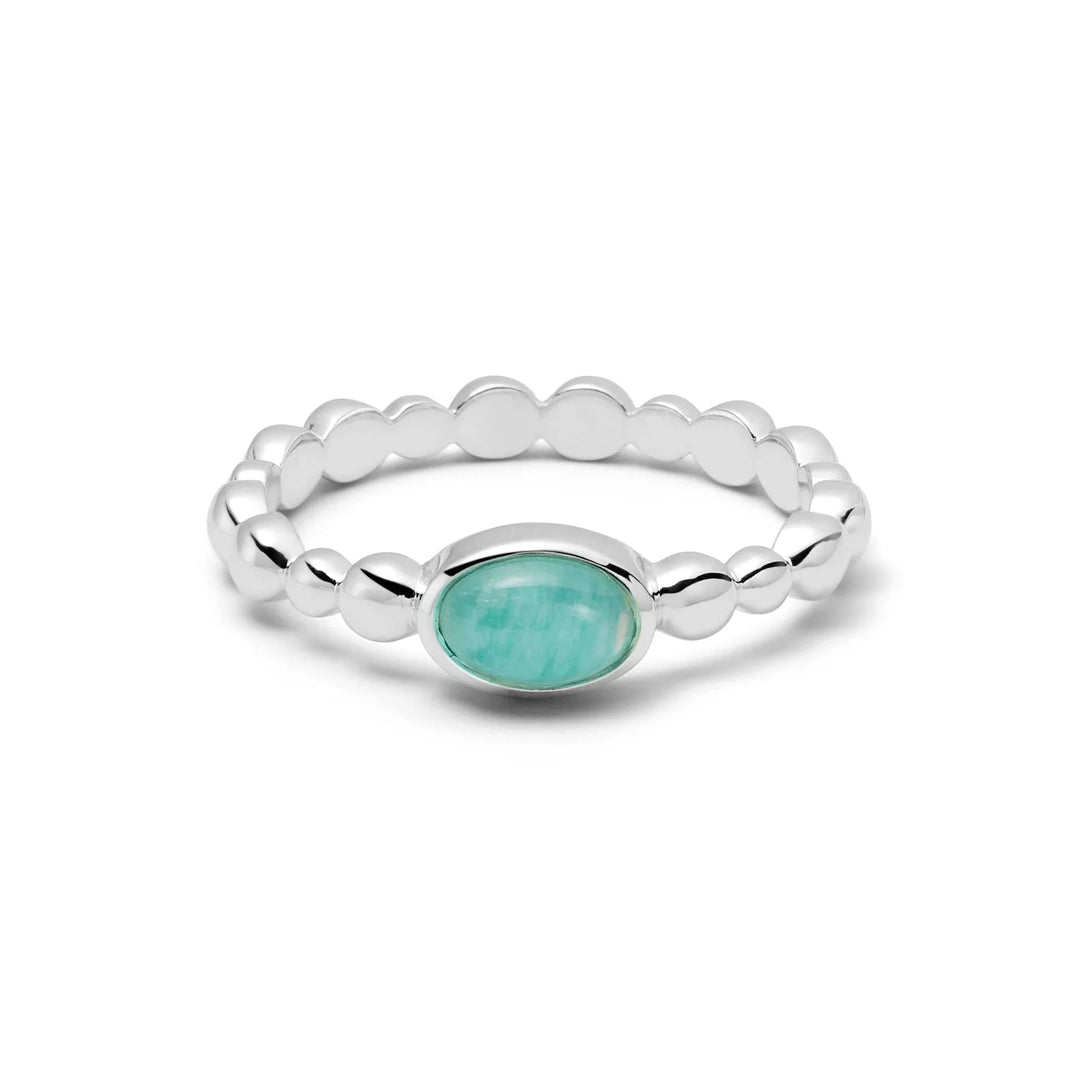 Daisy London - Amazonite Healing Stone Bobble Ring - Silver