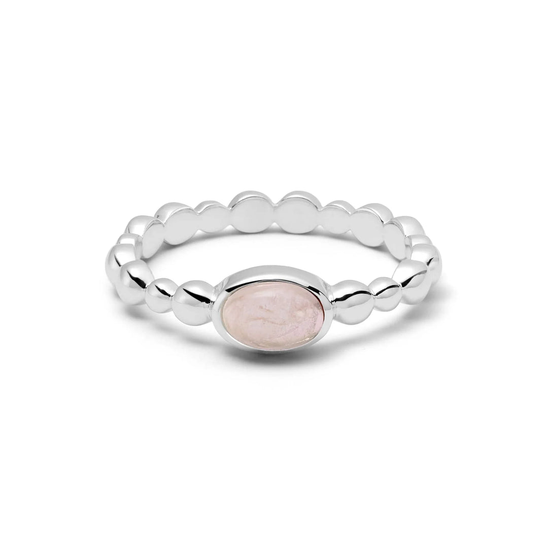 Daisy London - Rose Quartz Healing Stone Bobble Ring - Silver
