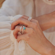 Daisy London - Rainbow Moonstone Healing Stone Bobble Ring - Silver