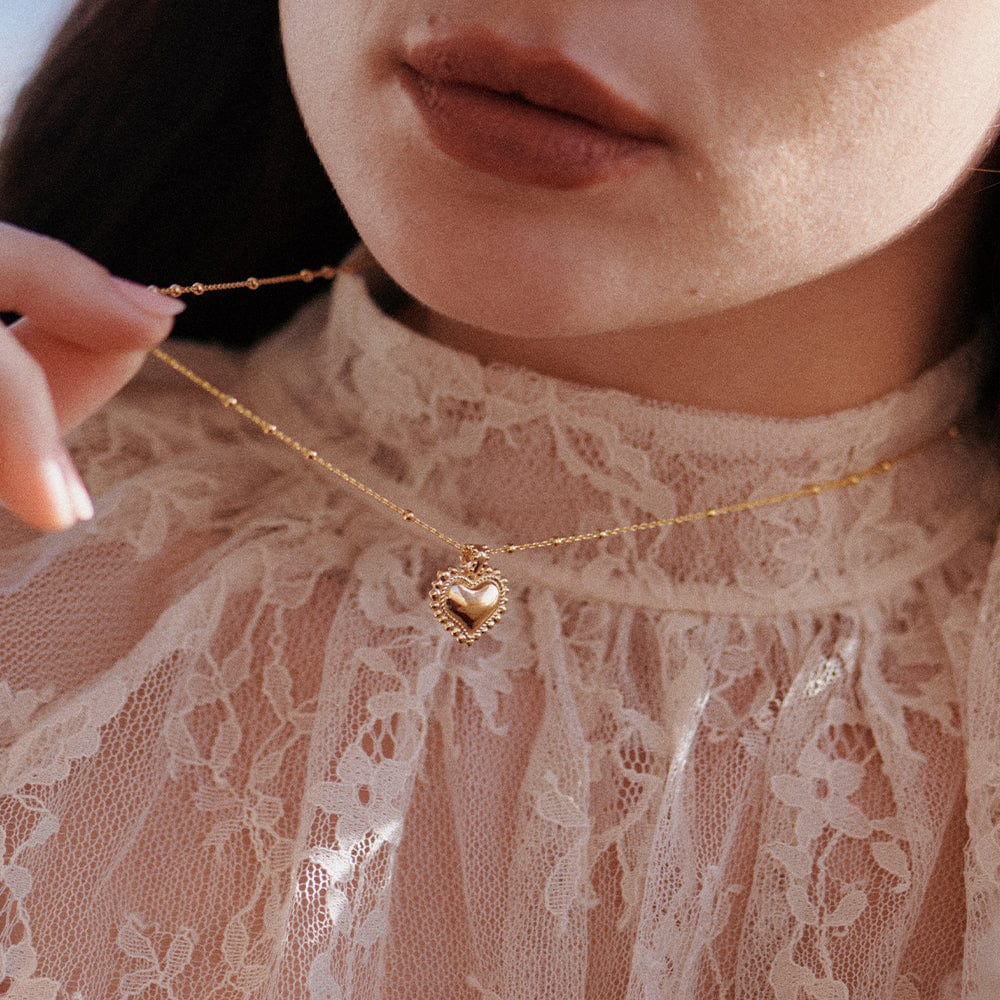 Daisy London - Mini Engravable Bobble Heart Necklace - Gold
