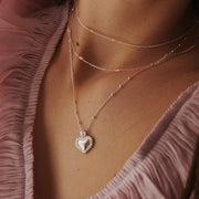 Daisy London - Mini Engravable Bobble Heart Necklace - Silver