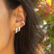 Daisy London - Double Ridge Huggie Hoop Earrings - Silver