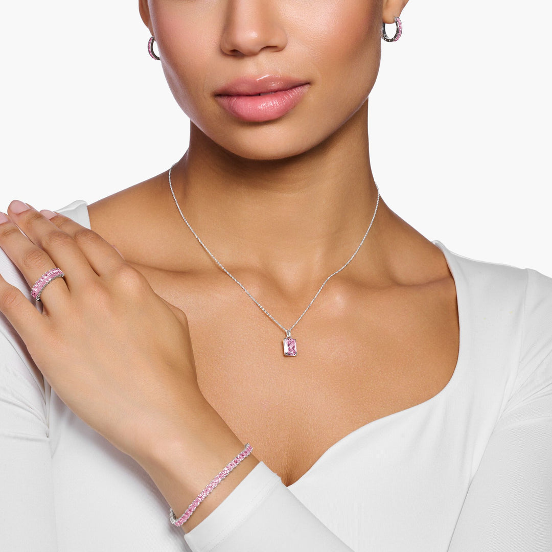 Thomas Sabo - Pink CZ Necklace - Silver