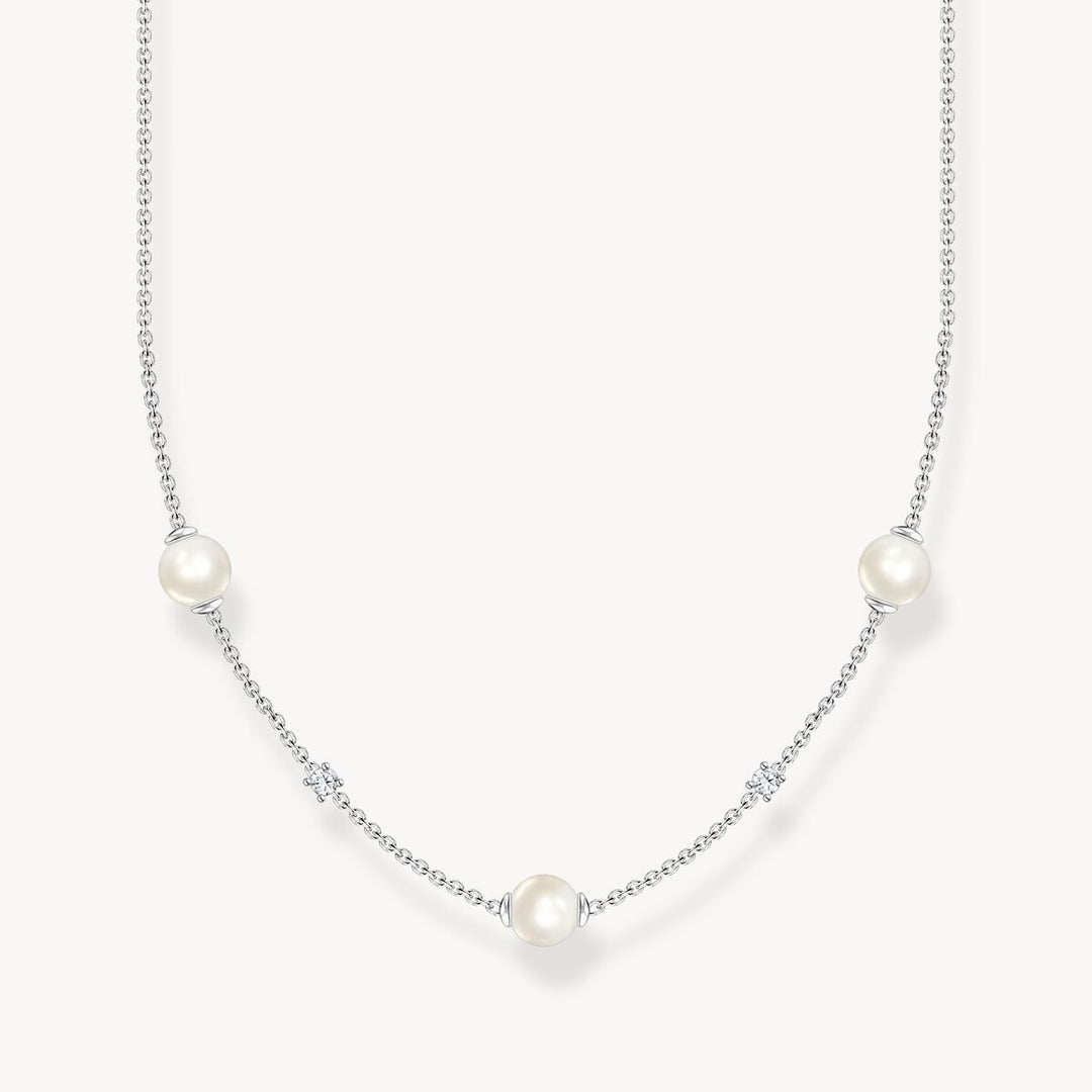Thomas Sabo - Pearl and White Stone Necklace - Silver