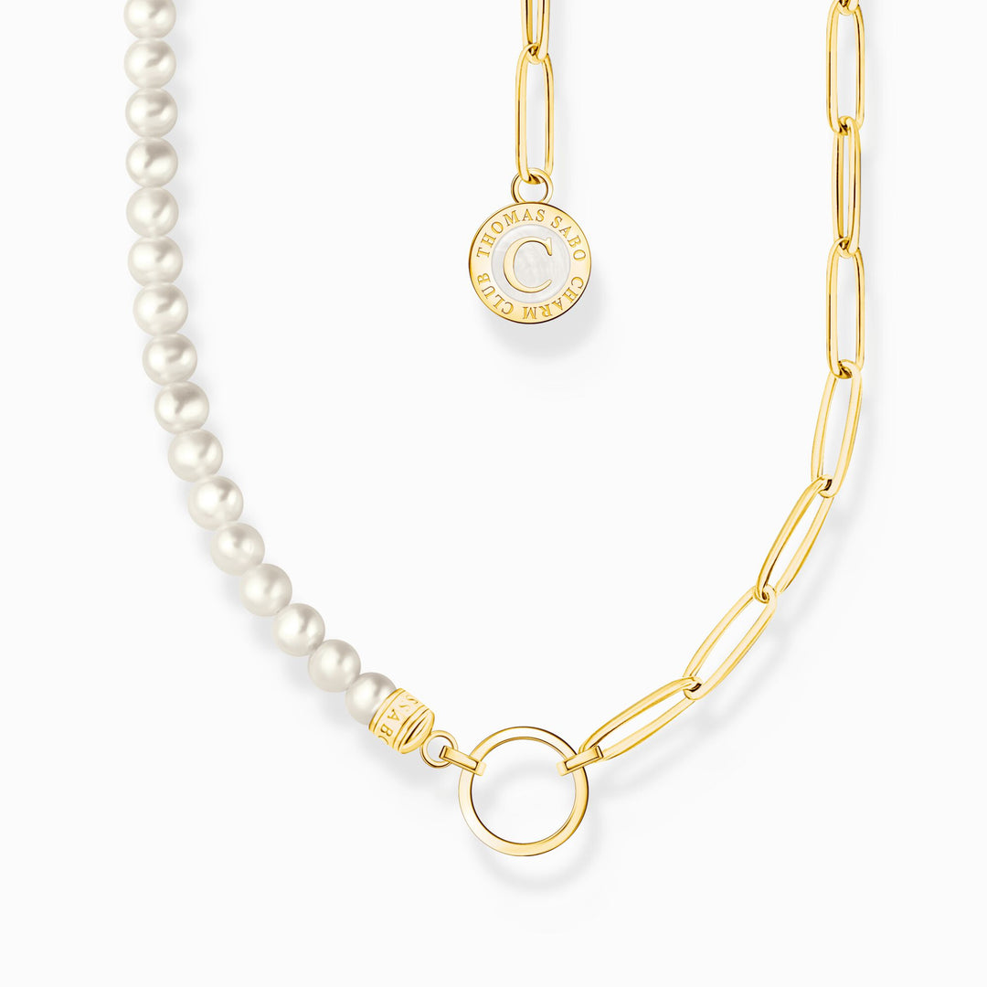 Thomas Sabo - White Pearl and Charmista Member Charm Necklace - Gold