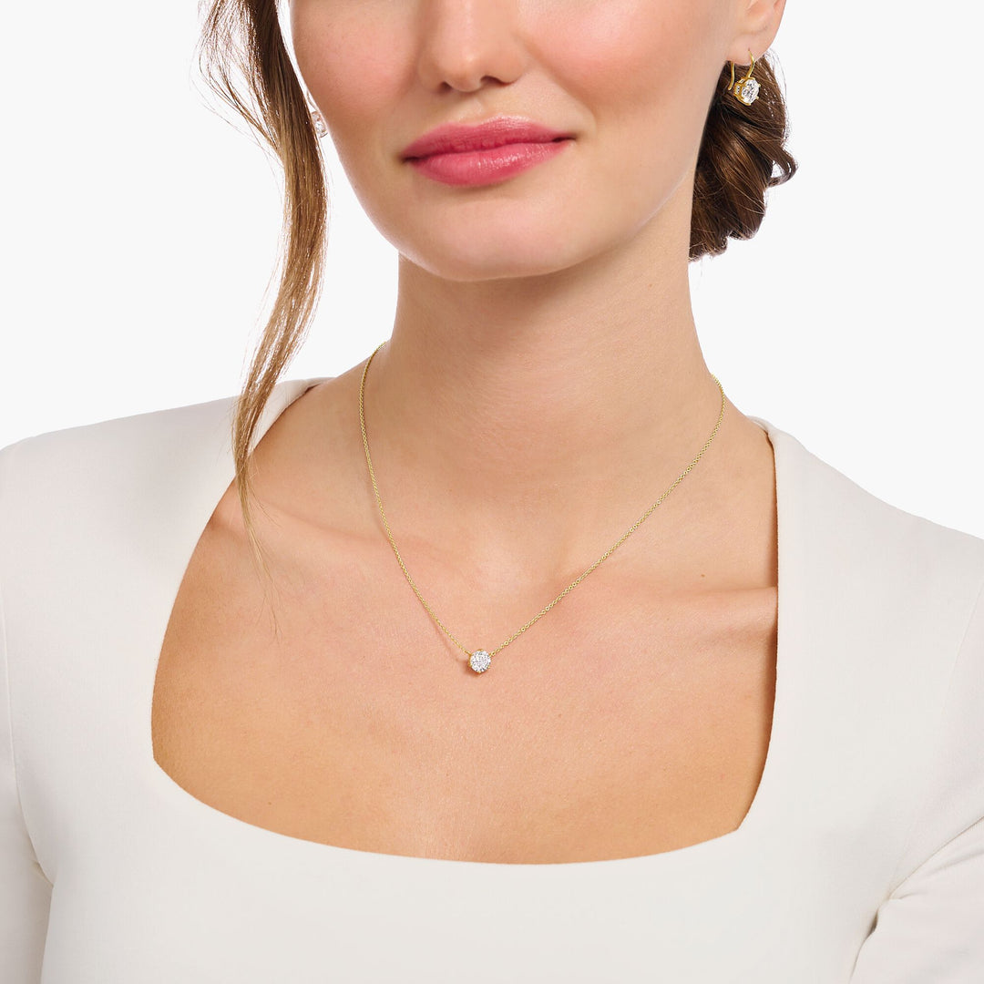 Thomas Sabo - White CZ Pendant Necklace - Gold