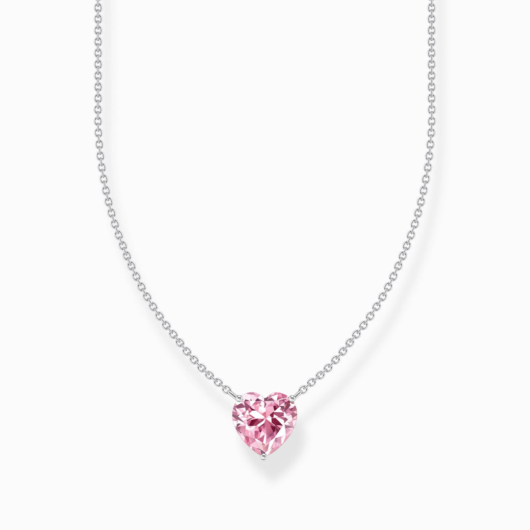 Thomas Sabo - Pink CZ Heart-Shaped Necklace - Silver