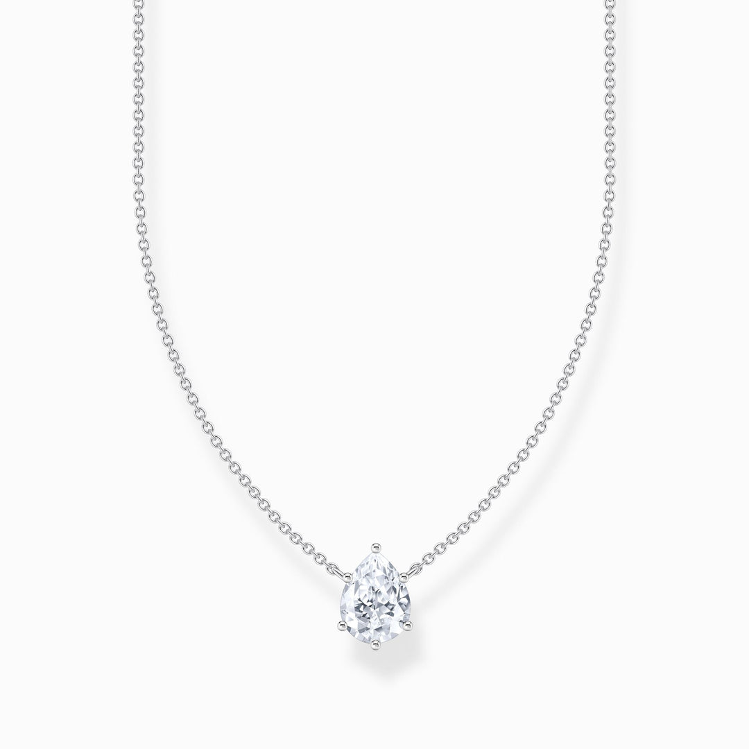 Thomas Sabo - White Drop Shaped Pendant Necklace - Silver