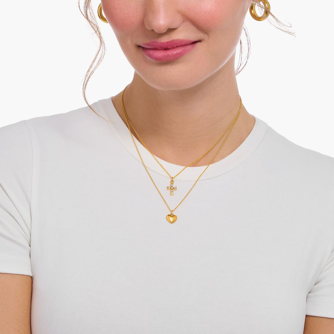 Thomas Sabo - Cross Pendant CZ Necklace - Gold