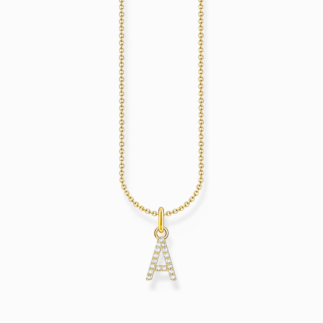 Thomas Sabo - Letter A with CZ Pendant Necklace - Gold