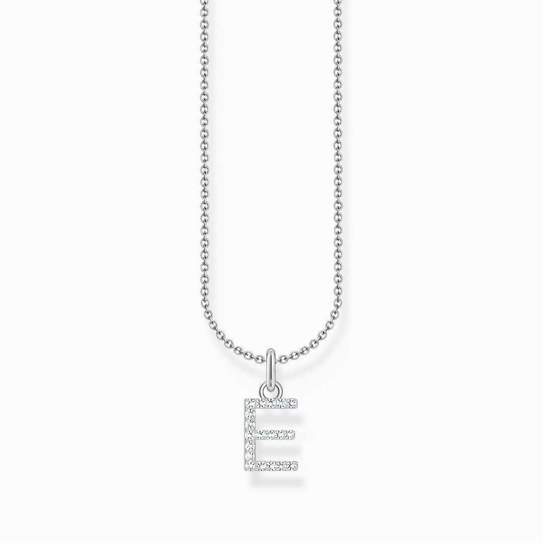 Thomas Sabo - Letter E White CZ Necklace - Silver