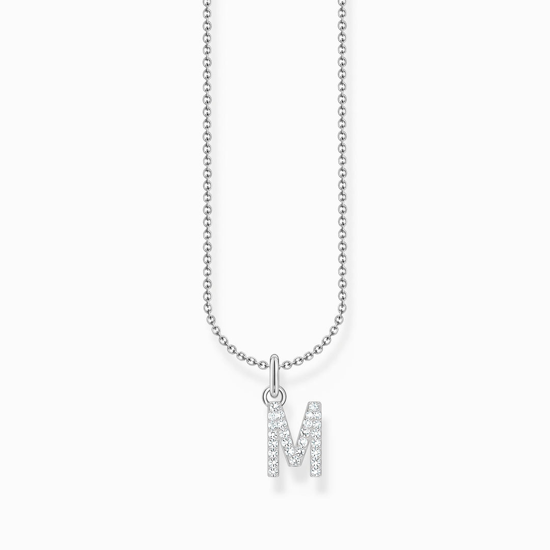 Thomas Sabo - White CZ Letter M Pendant Necklace - Silver