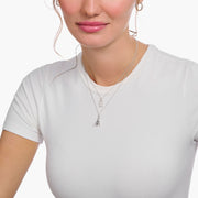 Thomas Sabo - White CZ Letter R Pendant Necklace - Silver