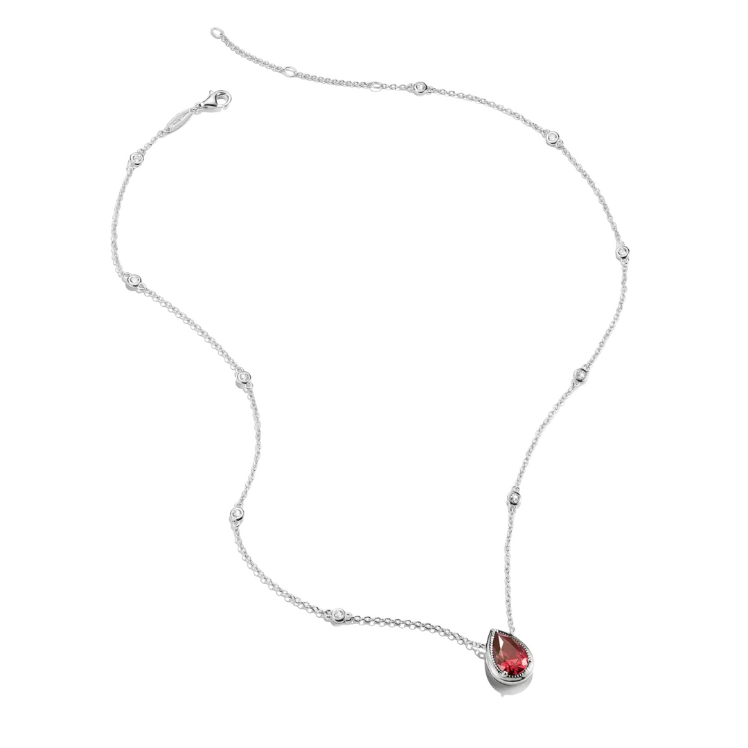 Thomas Sabo - Elyndra Red Teardrop Stone & CZ Necklace - Silver