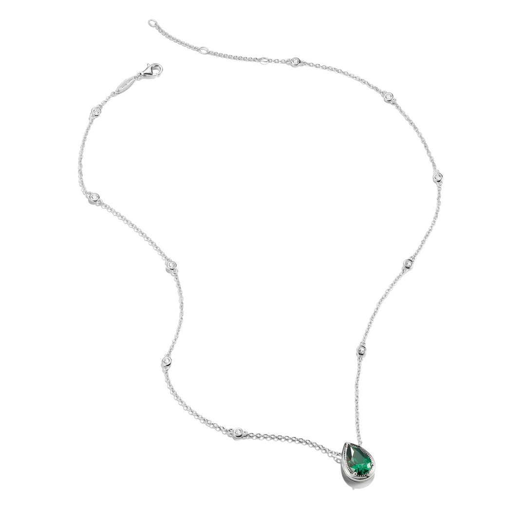 Thomas Sabo - Elyndra Green Teardrop Stone & CZ Necklace - Silver