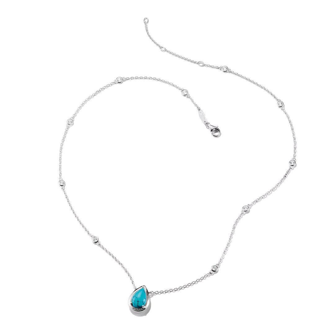 Thomas Sabo - Elyndra Turquoise Teardrop Stone & CZ Necklace - Silver