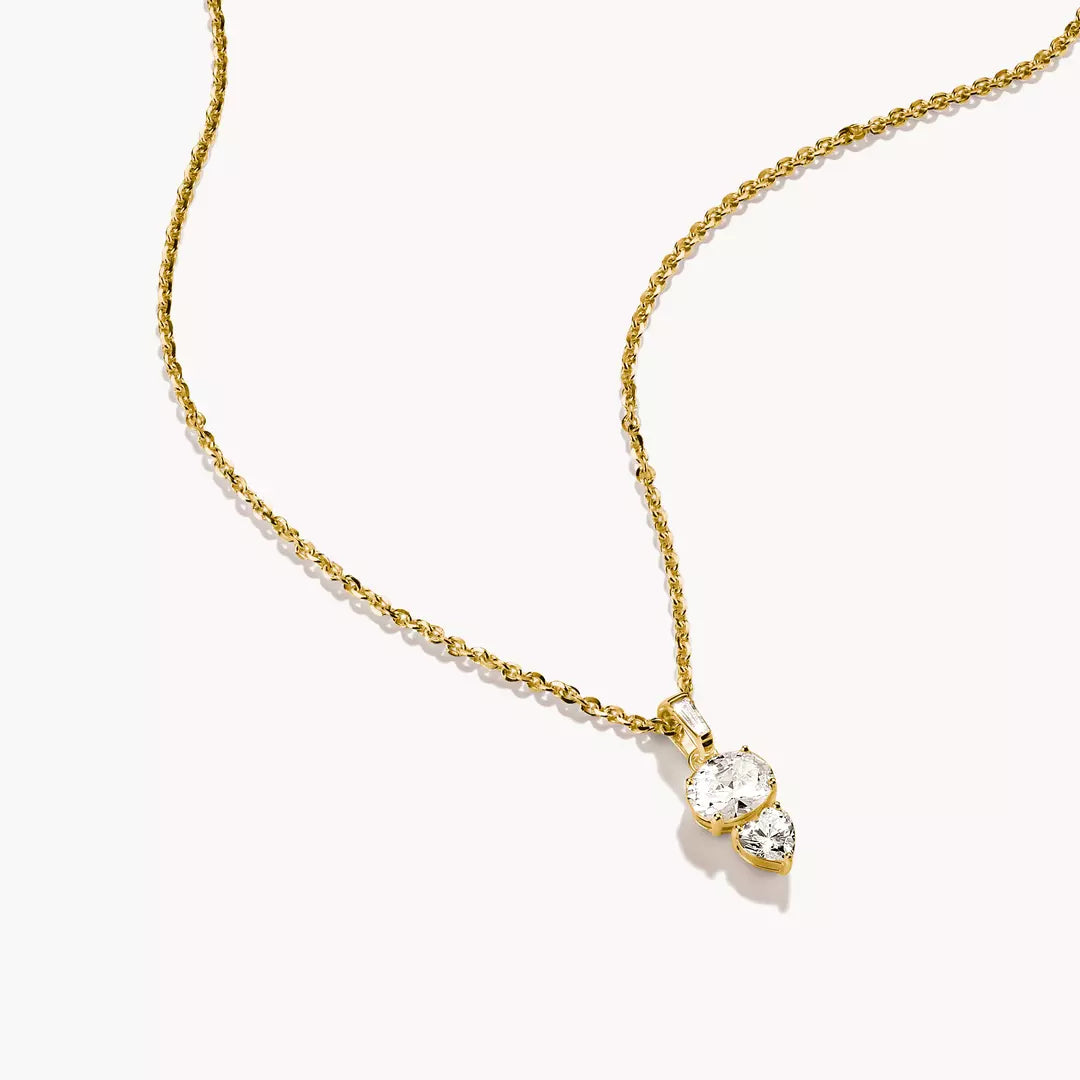 Thomas Sabo - Oval and Heart CZ Necklace - Gold