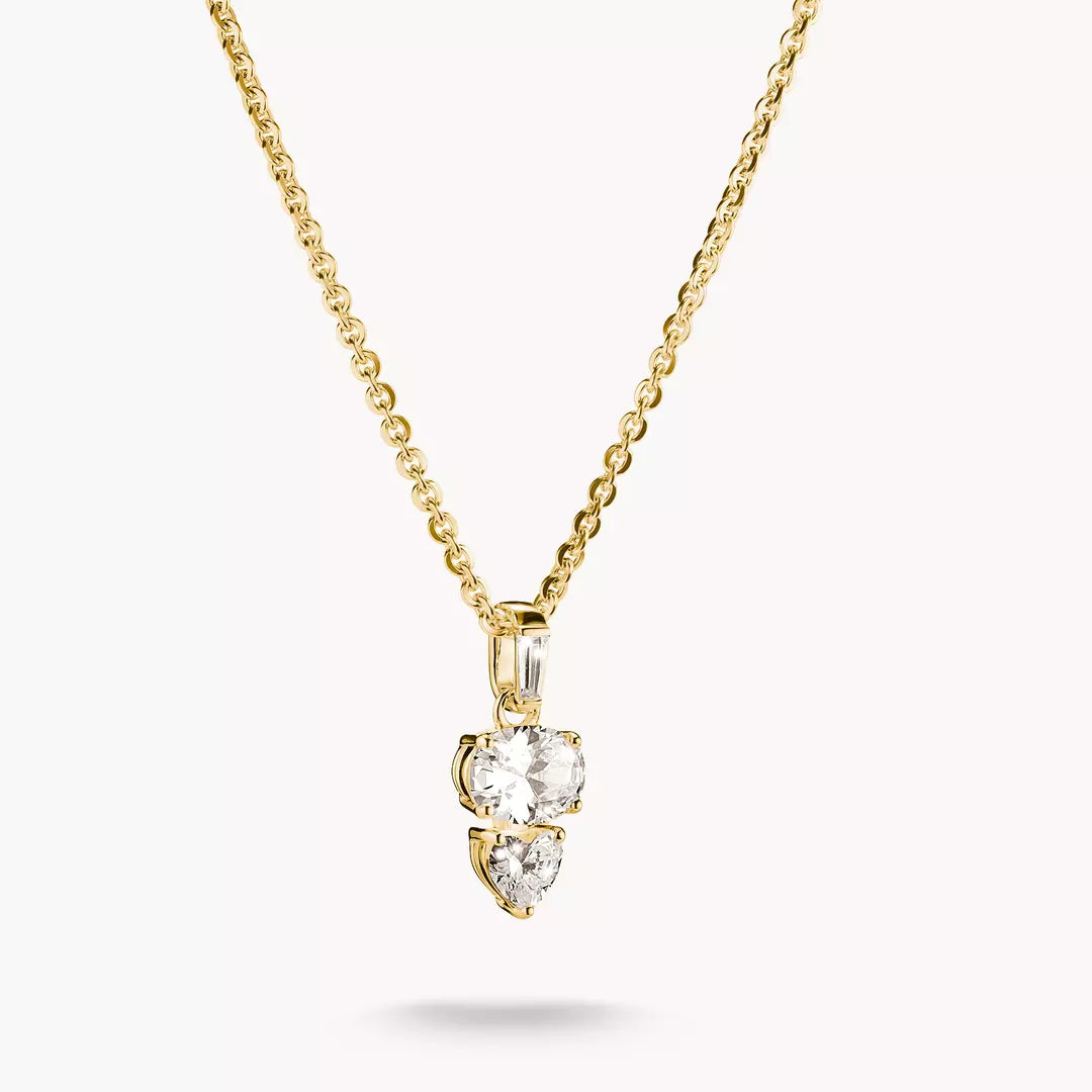 Thomas Sabo - Oval and Heart CZ Necklace - Gold