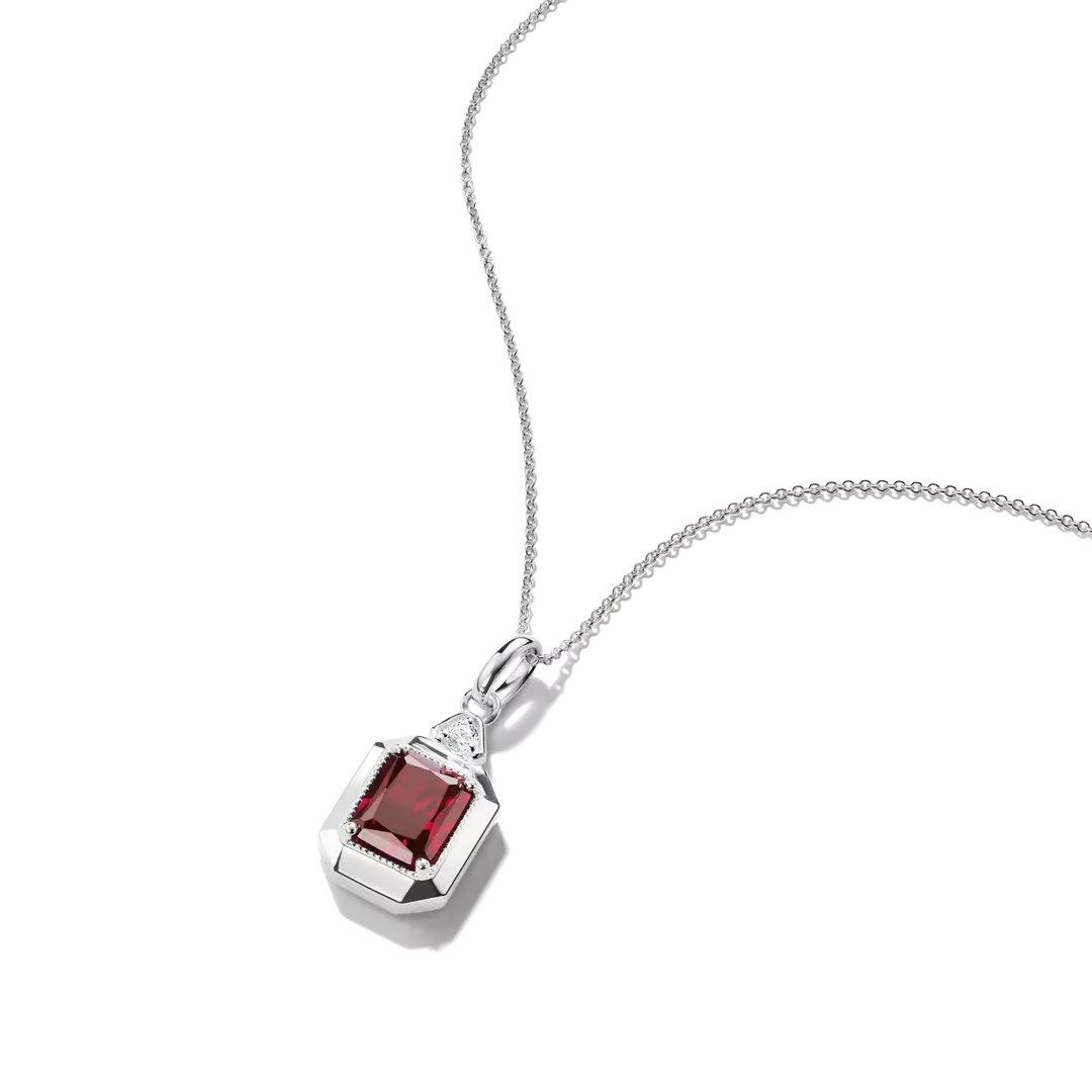 Thomas Sabo - Elyndra Red Octagon Stone & CZ Necklace - Silver