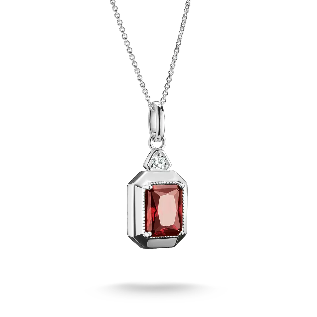 Thomas Sabo - Elyndra Red Octagon Stone & CZ Necklace - Silver
