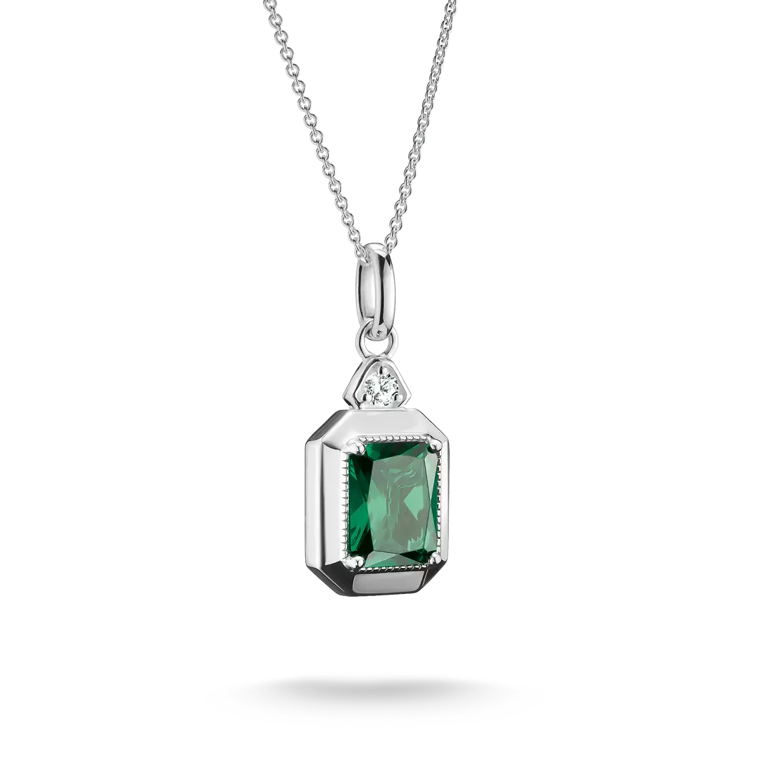 Thomas Sabo - Elyndra Green Octagon Stone & CZ Necklace - Silver