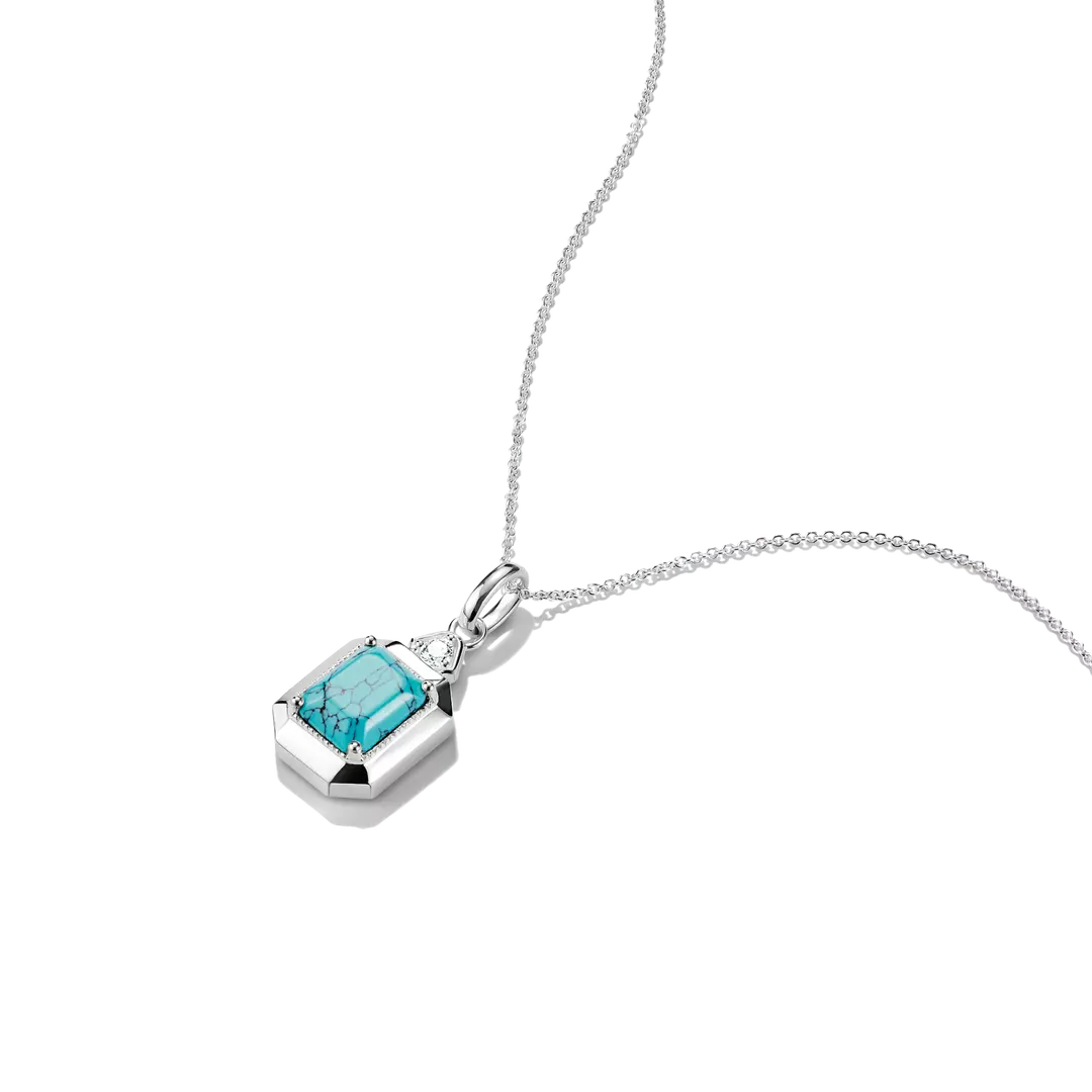 Thomas Sabo - Elyndra Turquoise Octagon Stone & CZ Necklace - Silver