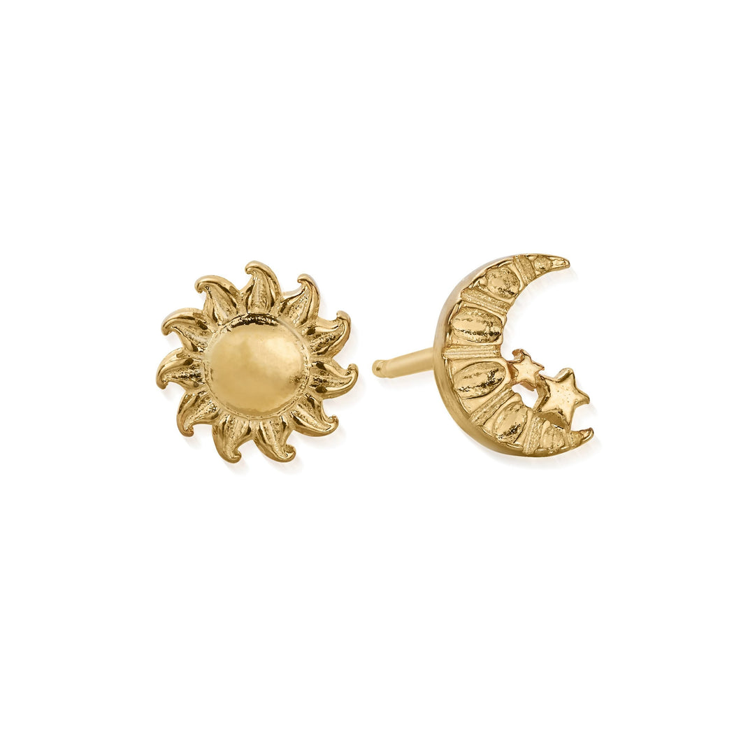 ChloBo - Moon and Sun Stud Earrings - Gold