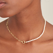 Ania Haie - Pearl Chunky Link Chain Necklace - Gold