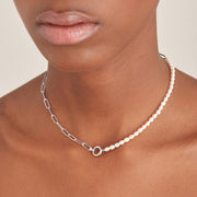 Ania Haie - Pearl Chunky Link Chain Necklace - Silver