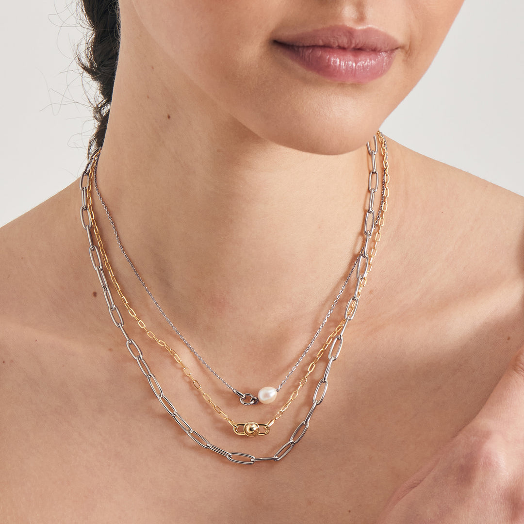 Ania Haie - Pearl Link Chain Necklace - Silver